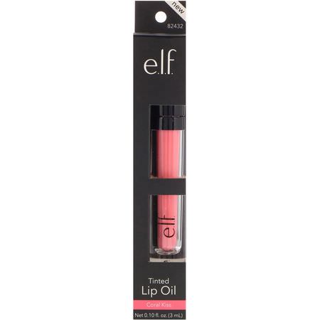 Läppglans, Läppar, Makeup, Skönhet: E.L.F, Tinted Lip Oil, Coral Kiss, 0.10 fl oz (3 ml)