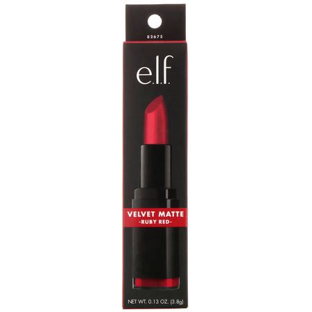 Läppstift, Läppar, Makeup, Skönhet: E.L.F, Velvet Matte, Lipstick, Ruby Red, 0.14 oz (4.1 g)