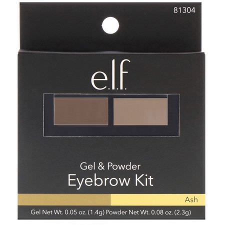 Gels, Brow Pencils, Eyes, Makeup: E.L.F, Eyebrow Kit, Gel & Powder, Ash, Gel 0.05 oz (1.4 g) Powder 0.08 oz. (2.3 g)