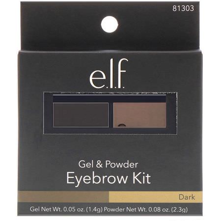 Gels, Brow Pencils, Eyes, Makeup: E.L.F, Eyebrow Kit, Gel & Powder, Dark, Gel 0.05 oz (1.4 g) Powder 0.08 oz (2.3 g)