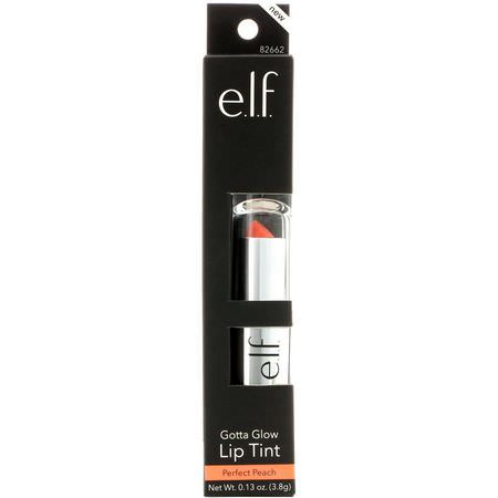 Läppfärg, Läppar, Makeup, Skönhet: E.L.F, Gotta Glow Lip Tint, Perfect Peach, 0.13 oz (3.8 g)