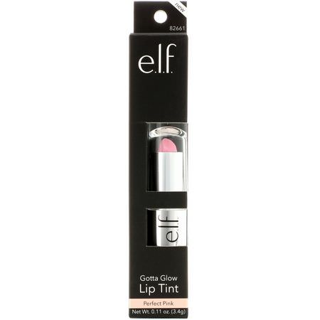 Läppfärg, Läppar, Makeup, Skönhet: E.L.F, Gotta Glow Lip Tint, Perfect Pink, 0.11 oz (3.4 g)
