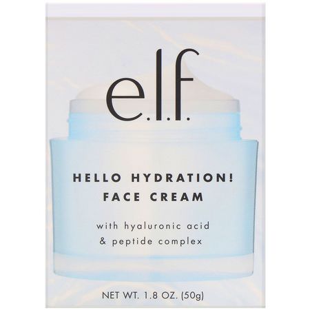 Grädde, Hyaluronsyra-Serum, Krämer, Ansiktsfuktighetsmedel: E.L.F, Hello Hydration! Face Cream, 1.8 oz (50 g)