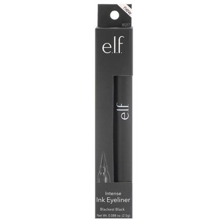 Eyeliner, Eyes, Makeup, Beauty: E.L.F, Intense Ink Eyeliner. Blackest Black, 0.088 oz (2.5 g)