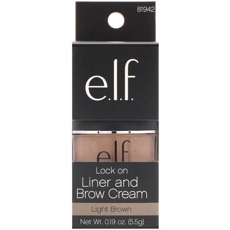 Gels, Brow Pencils, Eyeliner, Eyes: E.L.F, Lock On, Liner And Brow Cream, Light Brown, 0.19 oz (5.5 g)