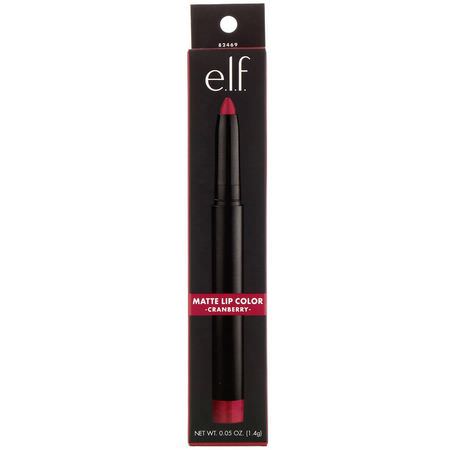 Läppstift, Läppar, Makeup, Skönhet: E.L.F, Matte Lip Color, Cranberry, 0.05 oz (1.4 g)
