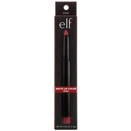Läppstift, Läppar, Makeup, Skönhet: E.L.F, Matte Lip Color, Wine, 0.05 oz (1.4 g)