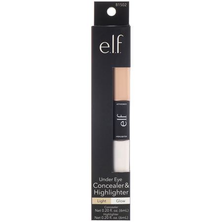 Liquid Concealer, Face, Makeup, Beauty: E.L.F, Under Eye Concealer & Highlighter, Glow/Light, 0.17 oz (5 g)/0.17 oz (5 g)
