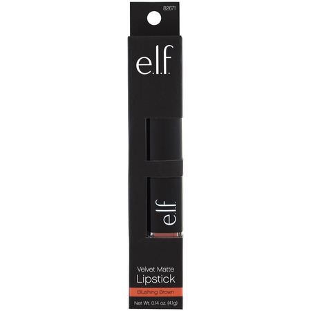 Läppstift, Läppar, Makeup, Skönhet: E.L.F, Velvet Matte, Lipstick, Blushing Brown, 0.14 oz (4.1 g)