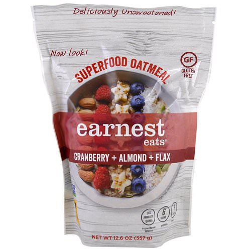 Earnest Eats, Superfood Oatmeal, Cranberry + Almond + Flax, 12.6 oz (357 g) Review
