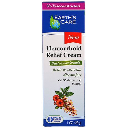 Earth's Care, Hemorrhoid Relief Cream with Witch Hazel and Menthol, 1 oz (28 g) Review