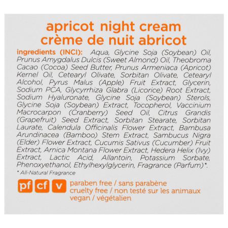 Nattfuktare, Krämer, Ansiktsfuktare, Skönhet: Earth Science, Apricot Night Cream, 1.65 oz (47 g)