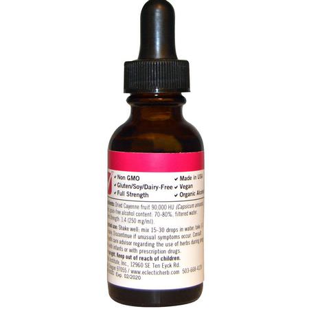 Cayenne Pepper Capsicum, Homeopati, Örter: Eclectic Institute, Cayenne, 1 fl oz (30 ml)