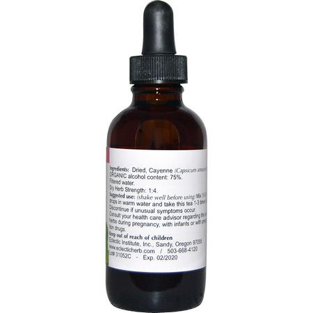 Cayenne Pepper Capsicum, Homeopati, Örter: Eclectic Institute, Cayenne, 2 fl oz (60 ml)