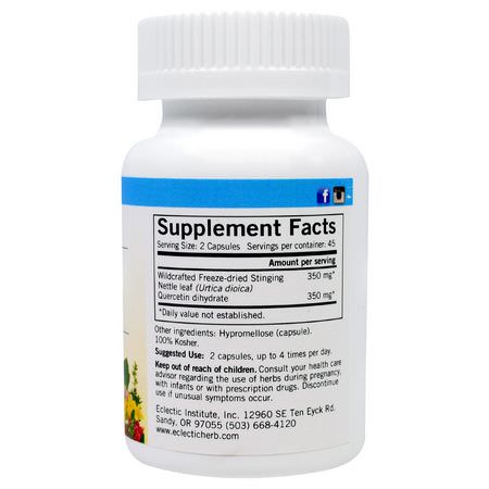 Quercetin, Antioxidanter, Kosttillskott, Nässlor: Eclectic Institute, Nettle Quercetin, 350 mg, 90 Veggie Caps
