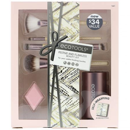 Presentpaket, Makeupborstar, Skönhet: EcoTools, Festive and Flawless Beauty Kit, 6 Piece Kit