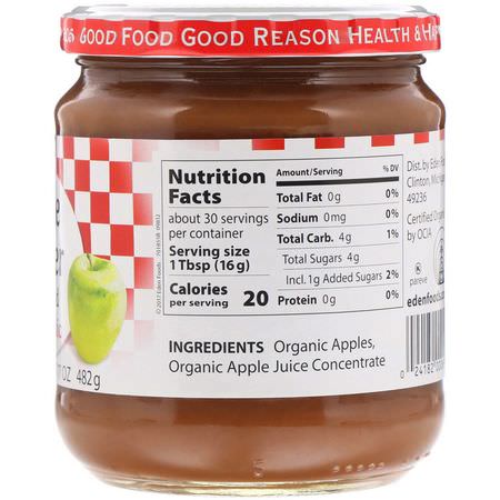 Fruktpåslag, Konserver, Uppslag, Knappar: Eden Foods, Organic Apple Butter Spread, 17 oz (482 g)