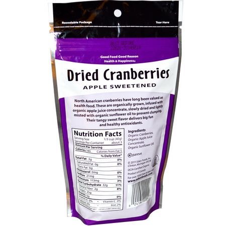 Vegetabiliska Mellanmål, Tranbär, Superfood: Eden Foods, Organic Dried Cranberries, 4 oz (113 g)