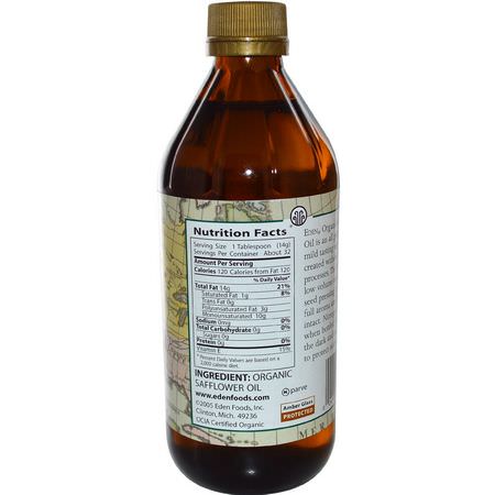 Safflorolja, Vikt, Kost, Kosttillskott: Eden Foods, Organic Safflower Oil, Unrefined, 16 fl oz (473 ml)