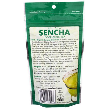 Grönt Te, Sencha Tea: Eden Foods, Organic Sencha, Uji Cha, Loose Green Tea, 2.25 oz (63 g)