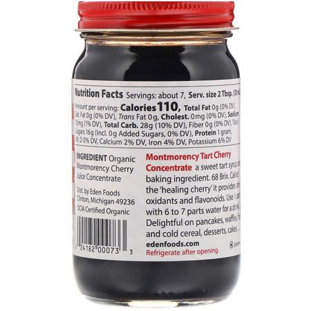 Svart, Körsbärsfruktsyrta, Antioxidanter, Kosttillskott: Eden Foods, Organic Tart Cherry Juice Concentrate, 7.5 fl oz (222 ml)