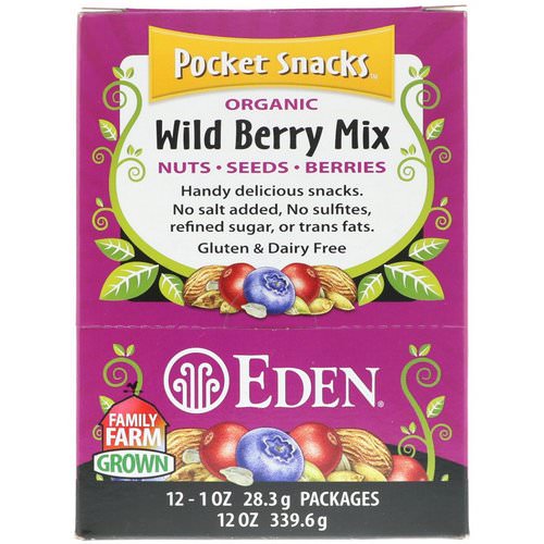 Eden Foods, Pocket Snacks, Organic Wild Berry Mix, 12 Packages, 1 oz (28.3 g) Each Review