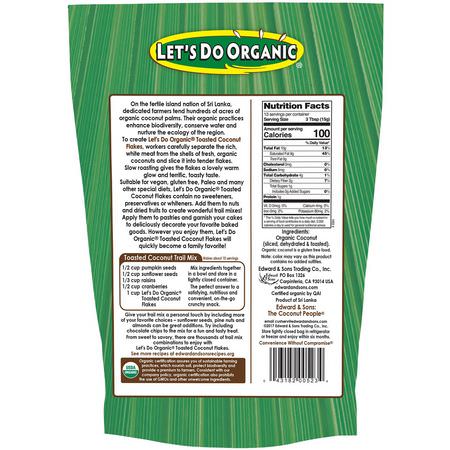 Grönsaksnacks, Torkad Kokosnöt, Supermat: Edward & Sons, Let's Do Organic, 100% Organic Unsweetened Toasted Coconut Flakes, 7 oz (200 g)