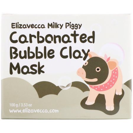 Clay Beauty Masks, K-Beauty Face Masks, Peels, Face Masks: Elizavecca, Milky Piggy Carbonated Bubble Clay Mask, 100 g