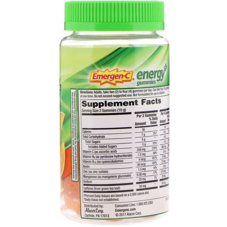 Energi, Kosttillskott: Emergen-C, Energy Plus Gummies, Orange Zest, 30 Gummies