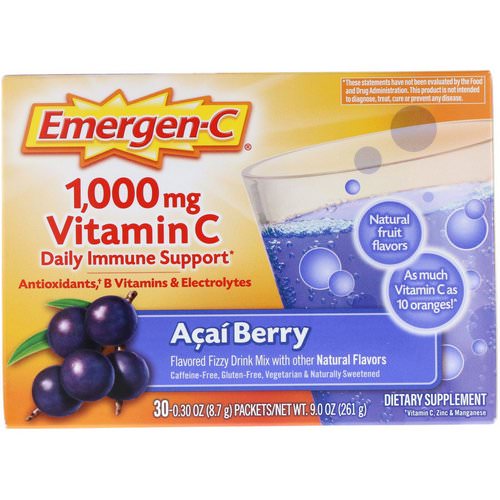 Emergen-C, Vitamin C, Acai Berry, 1,000 mg, 30 Packets, 0.30 oz (8.7 g) Each Review
