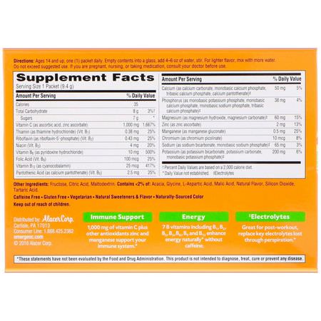 Influensa, Hosta, Kall, Vitamin C: Emergen-C, Vitamin C, Flavored Fizzy Drink Mix, Lemon-Lime, 1,000 mg, 30 Packets, 0.33 oz (9.4 g) Each
