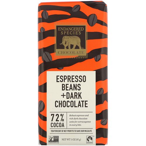 Endangered Species Chocolate, Espresso Beans + Dark Chocolate, 3 oz (85 g) Review