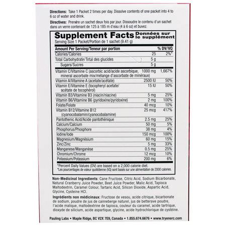 Influensa, Hosta, Förkylning, C-Vitamin: Ener-C, Vitamin C, Effervescent Powdered Drink Mix, Cranberry, 30 Packets, 10.0 oz (282.3 g)