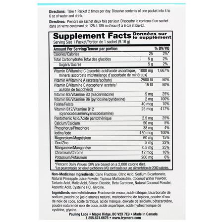 Influensa, Hosta, Förkylning, Vitamin C: Ener-C, Vitamin C, Effervescent Powdered Drink Mix, Pineapple Coconut, 30 Packets, 9.7 oz (274.8 g)