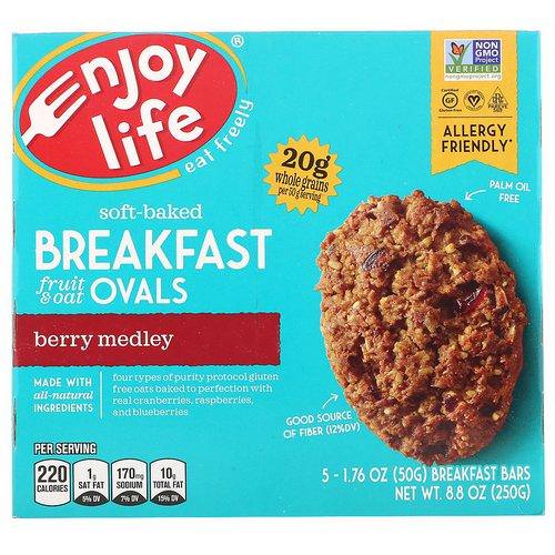 Enjoy Life Foods, Soft-Baked Breakfast Fruit & Oat Ovals, Berry Medley, 5 Bars, 1.76 oz (50 g) Each Review