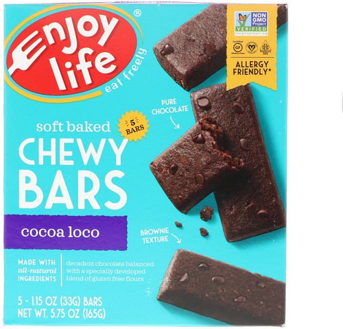 Enjoy Life Foods, Soft Baked Chewy Bars, Cocoa Loco, 5 Bars, 1.15 oz (33 g) Each Review