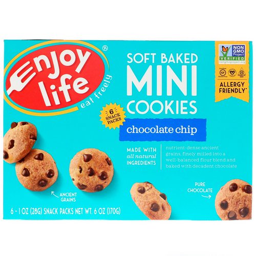 Enjoy Life Foods, Soft Baked Mini Cookies, Chocolate Chip, 6 Snack Packs, 1 oz (28 g) Each Review
