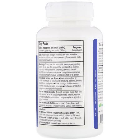 Lunga, Andningsorgan, Kosttillskott: Enzymatic Therapy, Air-Power, Guaifenesin Expectorant, 100 Tablets