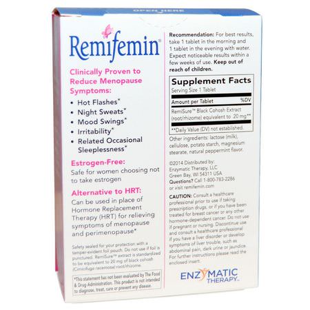 Women's Hormon Support, Bath, Women's Health, Kosttillskott: Enzymatic Therapy, Remifemin, Menopause Relief, 120 Tablets
