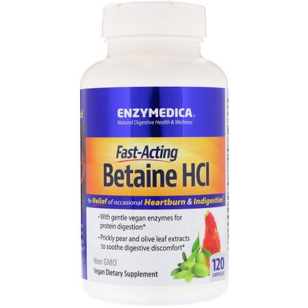 Enzymedica Betaine HCL TMG - Betaine Hcl Tmg, Matsmältning, Kosttillskott