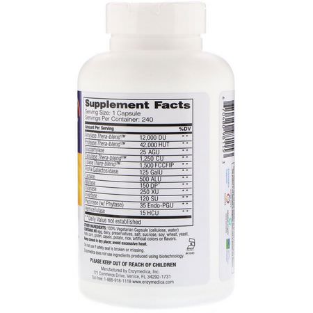 Matsmältningsenzymer, Matsmältning, Kosttillskott: Enzymedica, Digest Complete Enzyme Formula, 240 Capsules