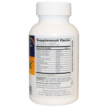 Digestive Enzymer, Digestion, Supplements: Enzymedica, Digest Basic, Essential Enzyme Formula, 90 Capsules