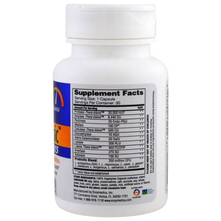 Probiotika, Matsmältningsenzymer, Matsmältning, Kosttillskott: Enzymedica, Digest Basic + Probiotics, 30 Capsules