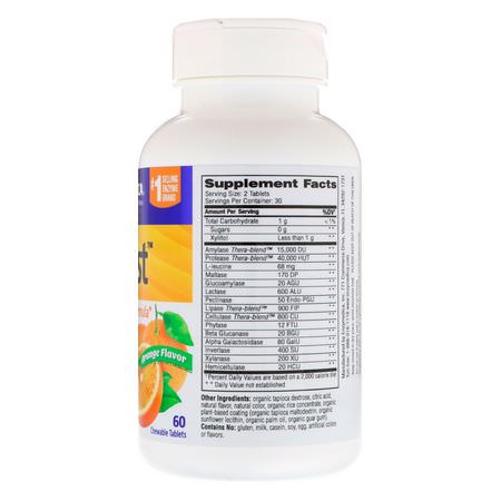 Uppblåsning, Gas, Matsmältningsenzymer, Matsmältning: Enzymedica, Digest, Complete Digestion Formula, Orange Flavor, 60 Chewable Tablets