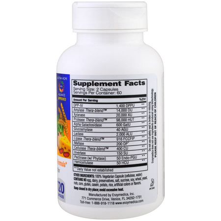 Digestive Enzymer, Digestion, Supplements: Enzymedica, Digest Spectrum, 120 Capsules