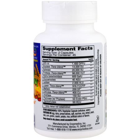 Digestive Enzymer, Digestion, Supplements: Enzymedica, Digest Spectrum, 90 Capsules