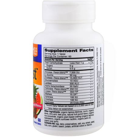 Barns Hälsa, Barn, Bebis: Enzymedica, Kids Digest, Chewable Digestive Enzymes, Fruit Punch, 60 Chewable Tablets