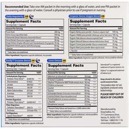Rensa, Detox, Kosttillskott: Enzymedica, Purify, 10 Day Complete Body Cleanse, AM 10 Packs / PM - 10 Packs