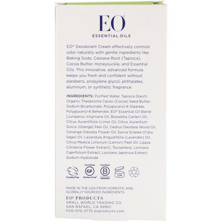Deodorant, Bath: EO Products, Deodorant Cream, Citrus Sage, 1.8 oz (53 g)