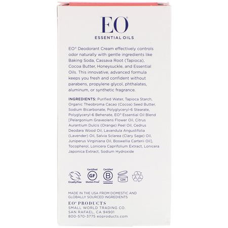 Deodorant, Bath: EO Products, Deodorant Cream, Geranium, 1.8 oz (53 g)